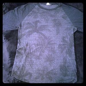 Palm tree print young men's mid-bicep shirt